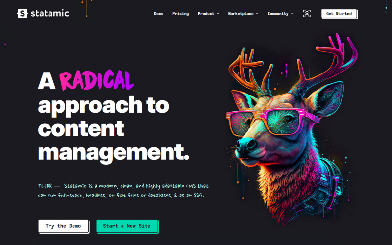 A screenshot of the Statamic website.